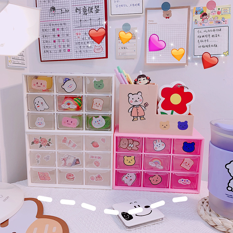 ins girl dustproof drawer storage box Desktop stationery jewelry sorting box hand ledger cosmetics storage details Picture