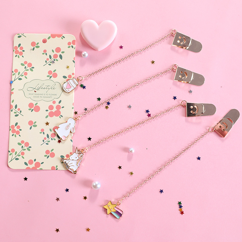 Hangzo Korean creative cartoon metal Pendant bookmark small fresh and lovely pendant Pendant student binder bookmark details Picture