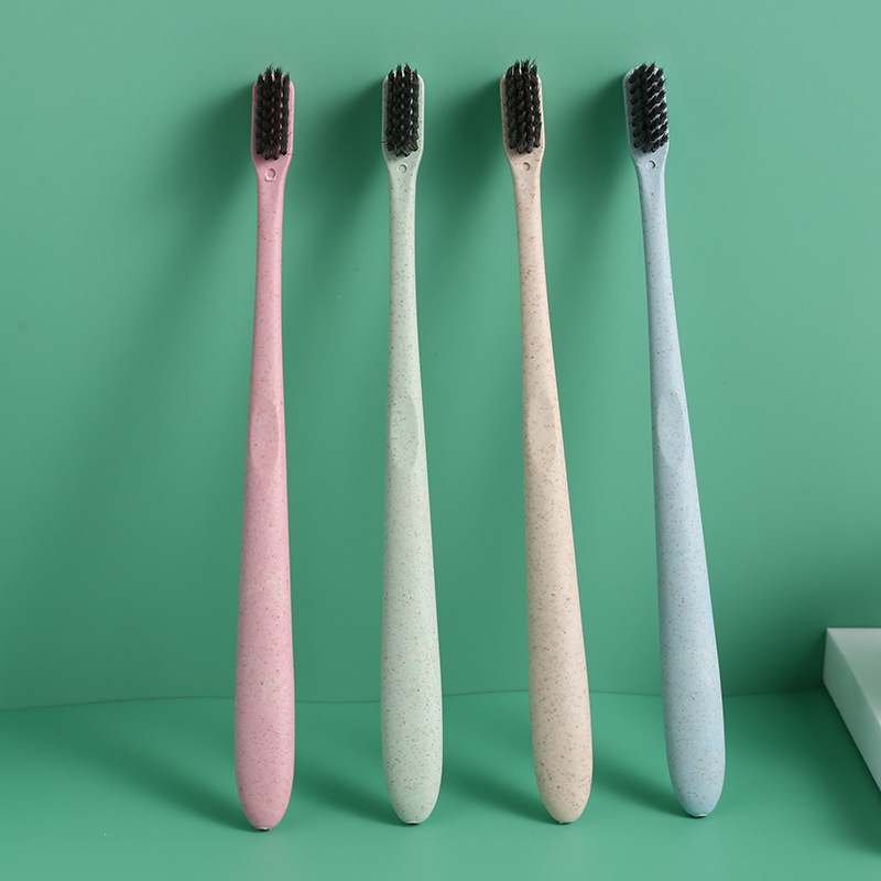 Wheat straw toothbrush family travel hotel single tube pack Japanese bamboo charcoal soft bristle toothbrush independent packaging toothbrush details Picture