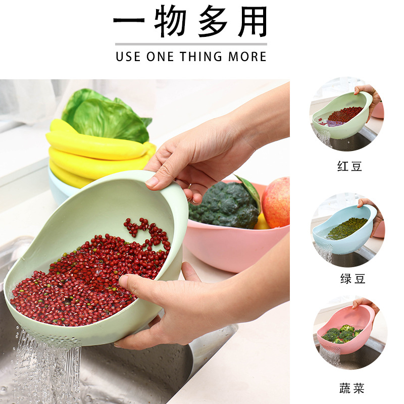 Dazzle COLOR thickENED KITCHEN rice washing MACHINE washing rice sieve washing rice basin plastic drain washing vegetable basket washing vegetable basket size details Picture