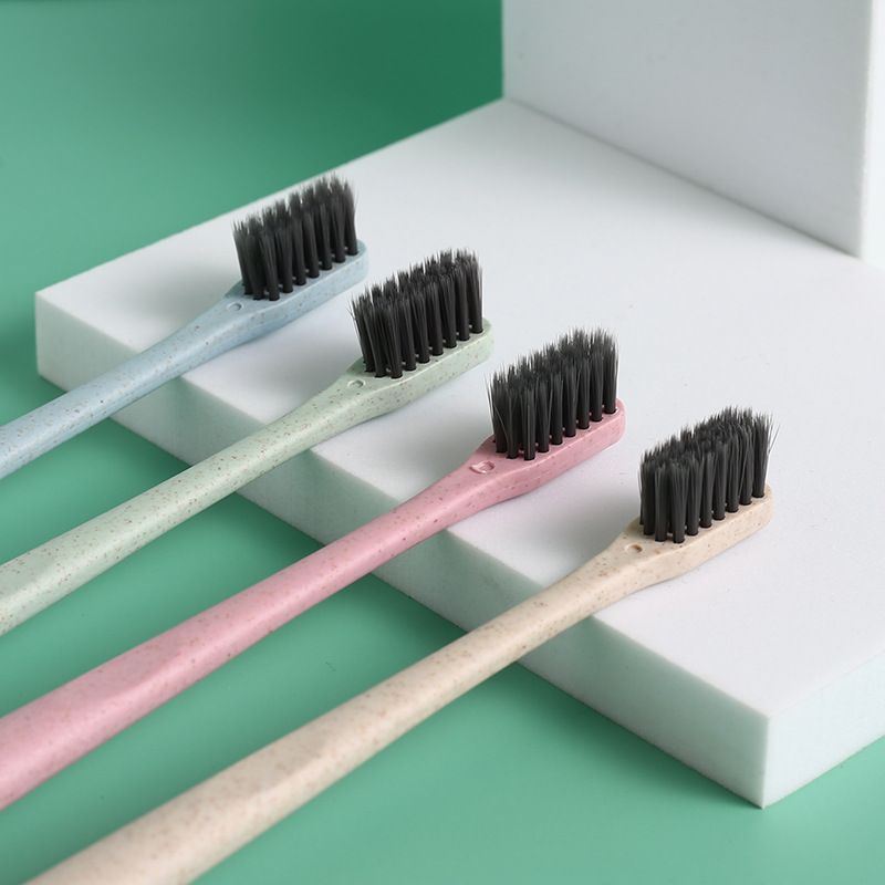 Wheat straw toothbrush family travel hotel single tube pack Japanese bamboo charcoal soft bristle toothbrush independent packaging toothbrush Specification drawing