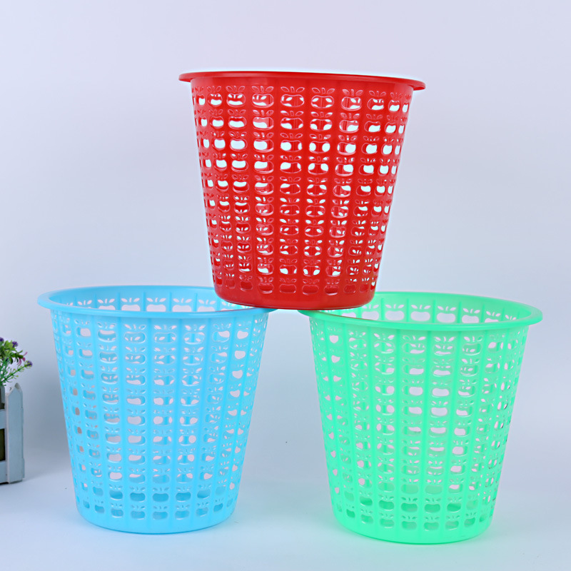 Factory DIRECT CLEANING storage plastic trash cans colorful pp materials office paper basket household hollow trash cans full figure