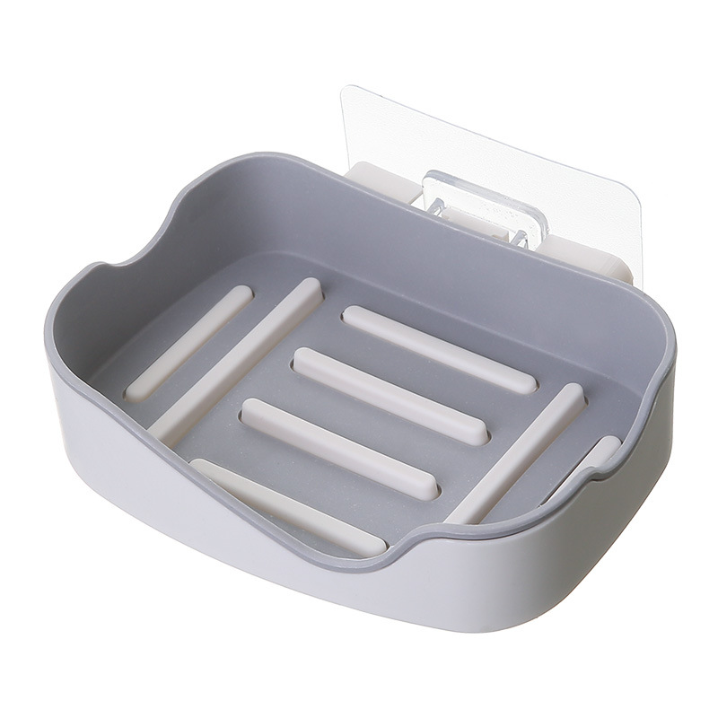 Strong non-trace paste asphalt soap box creative two-layer no-hole bathroom shelf two-color wall hanging soap box Item Picture