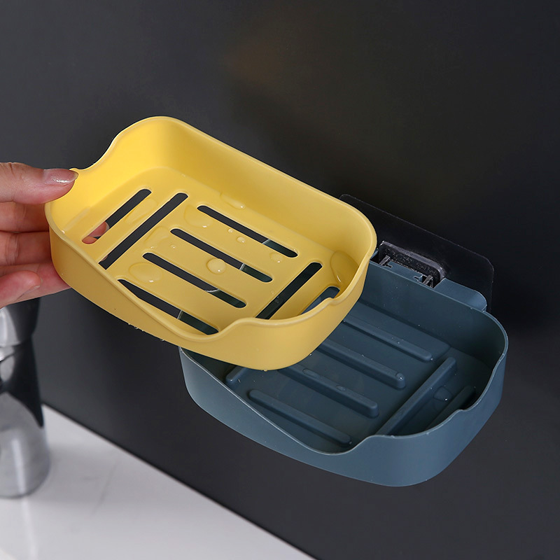 Strong non-trace paste asphalt soap box creative two-layer no-hole bathroom shelf two-color wall hanging soap box Specification drawing