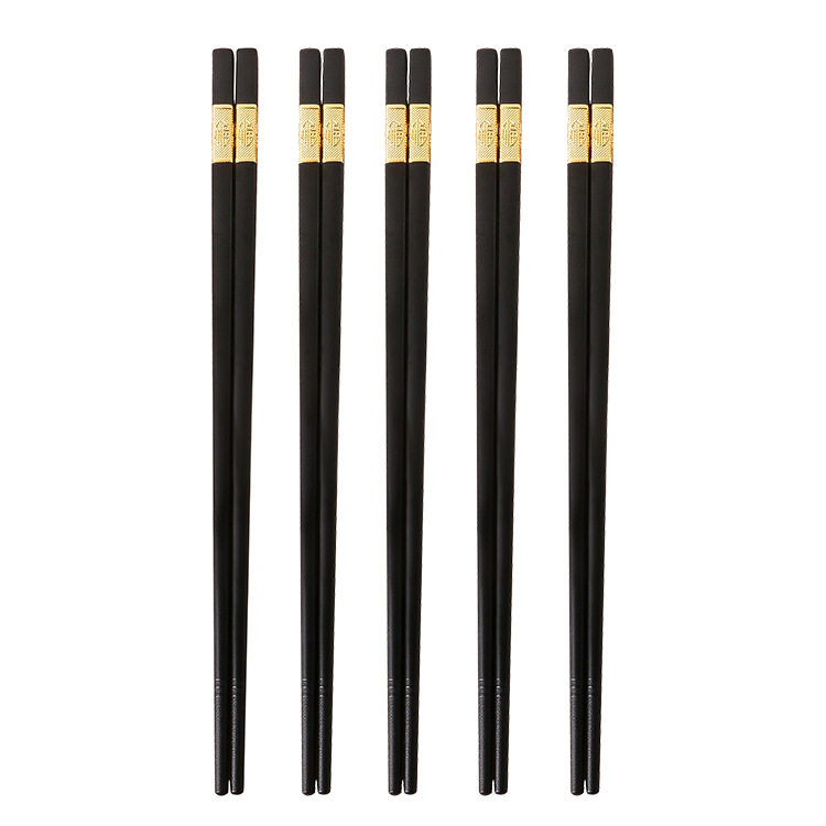 Creative household golden Fu alloy chopsticks high temperature restaurant hotel tableware mildew anti skid can be sterilized chopsticks Item Picture
