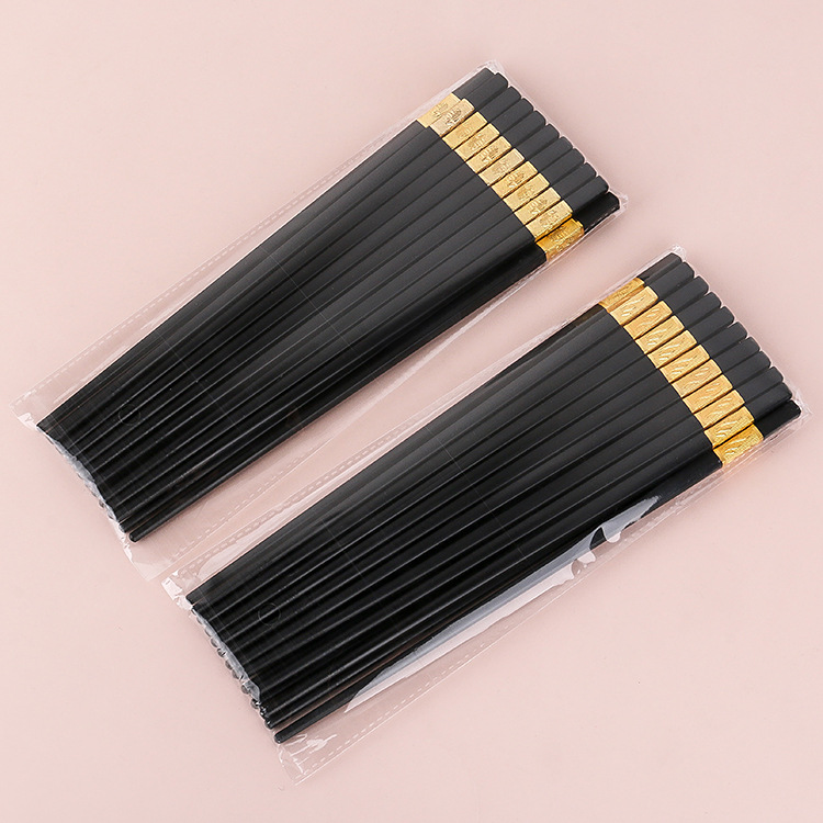 Creative household golden Fu alloy chopsticks high temperature restaurant hotel tableware mildew anti skid can be sterilized chopsticks details Picture