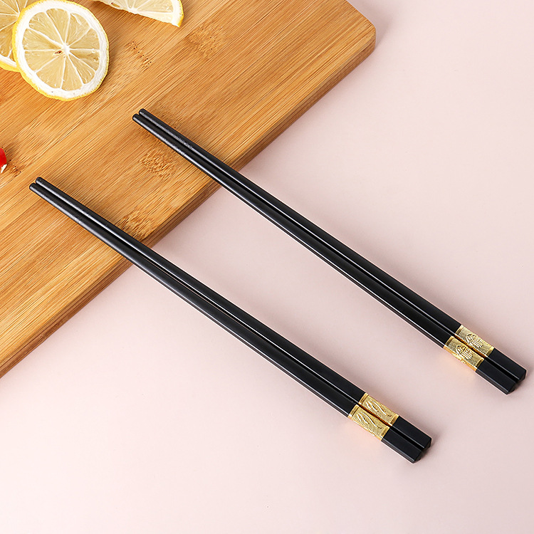 Creative household golden Fu alloy chopsticks high temperature restaurant hotel tableware mildew anti skid can be sterilized chopsticks Specification drawing