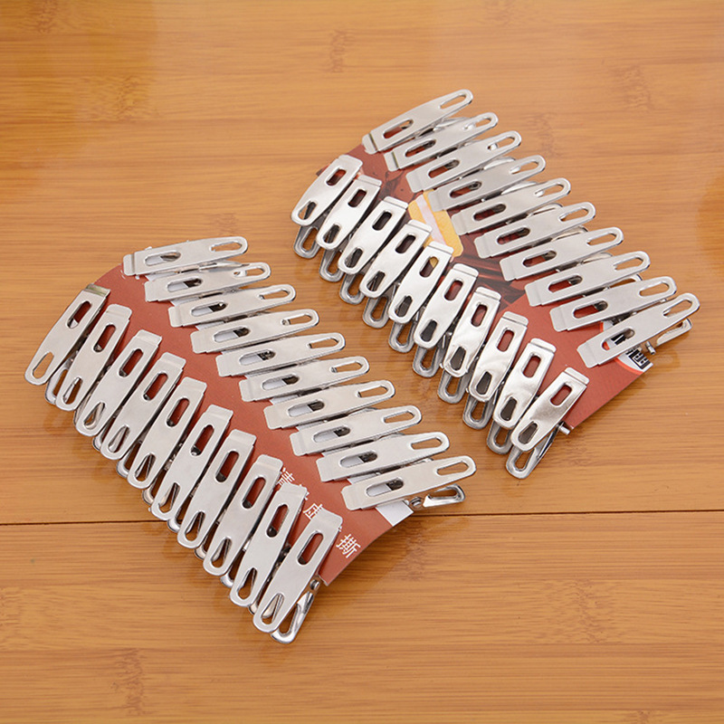 Factory direct 20 non magnetic stainless steel flat mouth small clip drying clothes iron clip flat head clip pants rack accessories Application Scenario