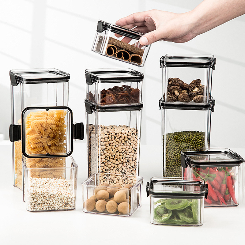 Sealed cans of grain and multigrain kitchen storage food grade transparent plastic cans box snacks dry goods tea storage cans details Picture