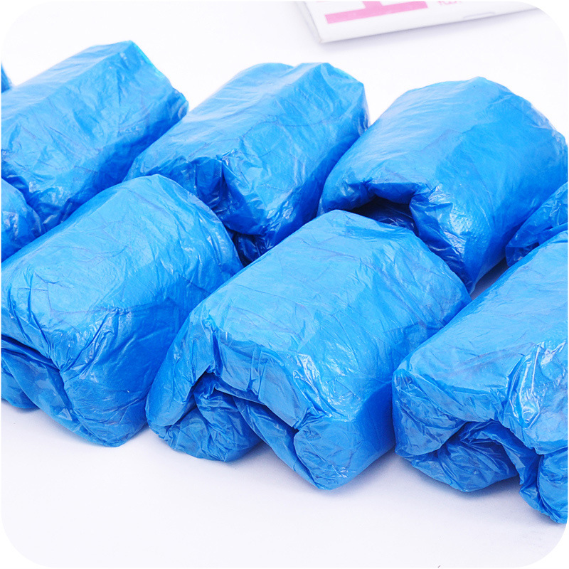 Disposable thickened PE plastic shoe cover dustproof and waterproof shoe cover 100 household waterproof shoe cover details Picture