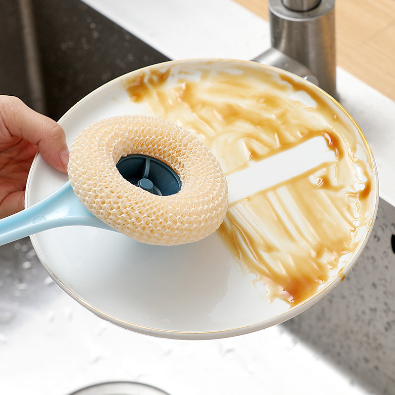 Long handle pot brush Kitchen cleaning ball degradable fiber cleaning brush household decontamination does not harm pot washing dish brush pot brush Application Scenario