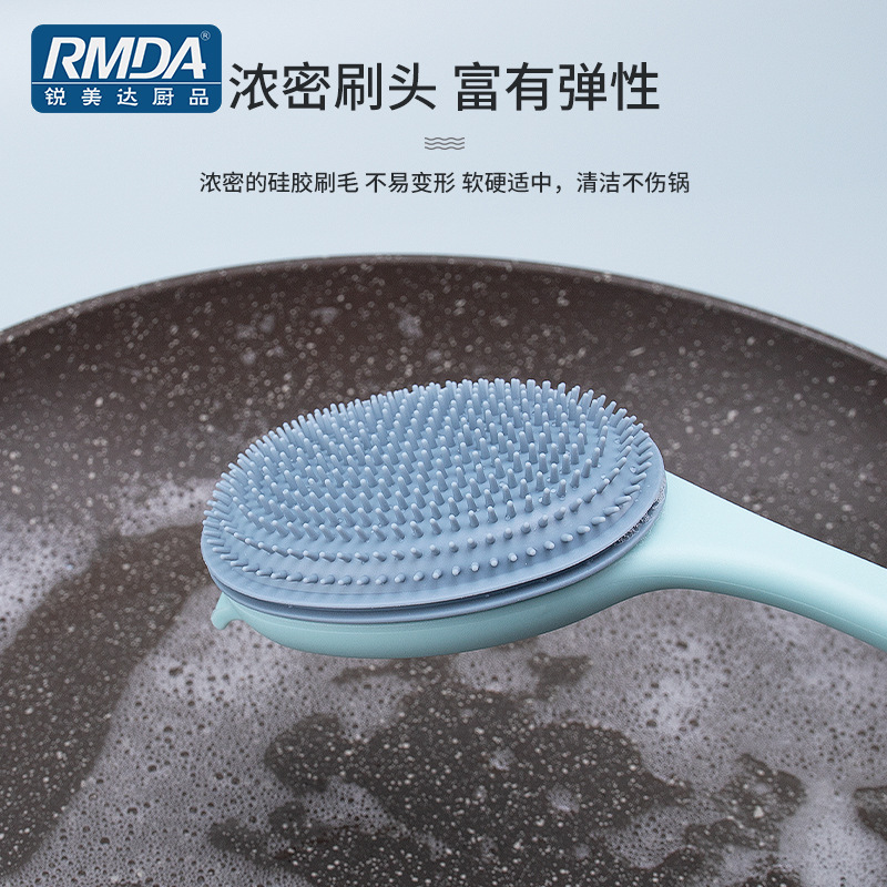 Kitchen cleaning ball nano steel ball does not drop slag strong decontamination does not hurt hands brush pot ware non-stick pot long handle brush Application Scenario