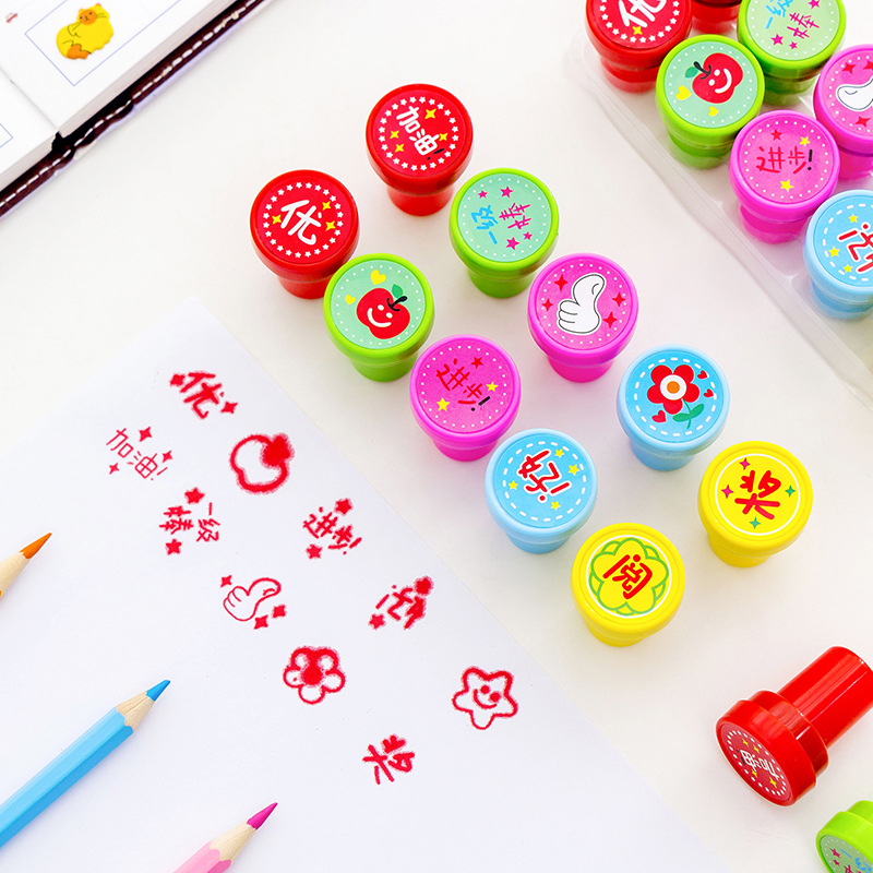 Small red flower style teaching aid seal Student comments seal set Teacher's aide homework comments seal set Application Scenario