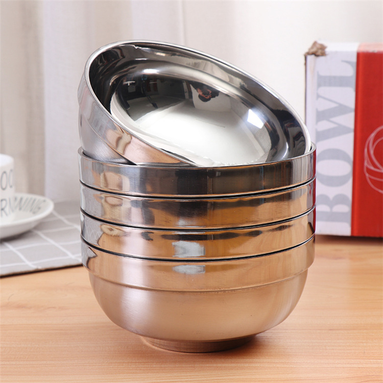 Stainless steel double insulated bowl 13/14/15cm household double insulated stainless steel bowl full figure