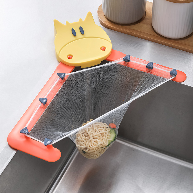 Cartoon triangle mesh drain rack net pour kitchen sink filter leftovers soup filter pool drain rack full figure