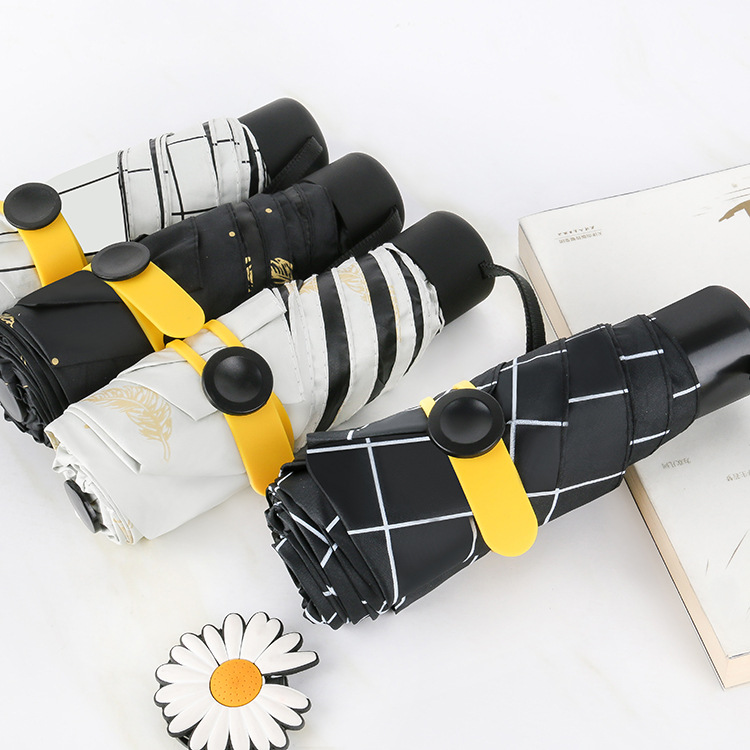 50% off ultralight compact mini Sun Umbrella black Sun shade Sun umbrella Creative student pocket folding umbrella details Picture