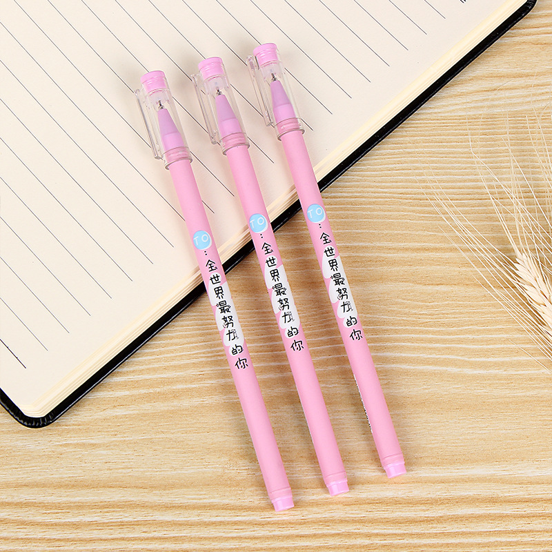 2020 new creative personality outstanding students full needle tube neutral pen funny text plastic signatory pen manufacturers direct supply details Picture