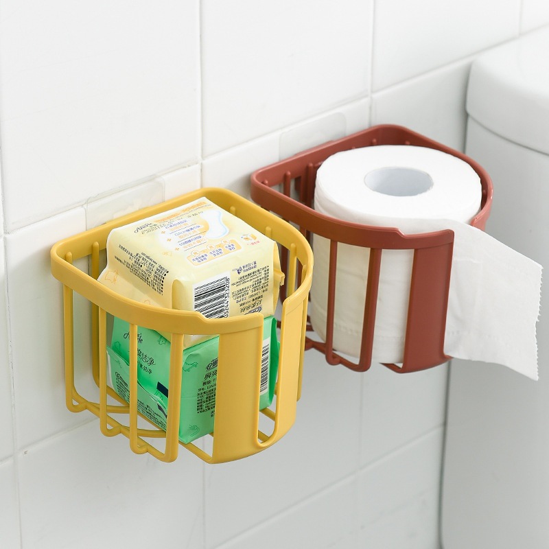Paper towel box no-hole bathroom shelf toilet paper storage Multifunctional pull-out paper box wall hanging kitchen paper towel box Specification drawing