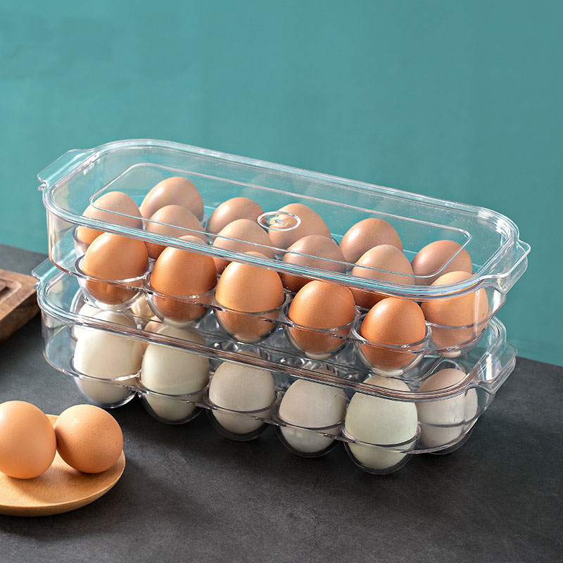 PET refrigerator drawer storage box Food organizer transparent tape cover rectangular egg dumpling storage box Specification drawing