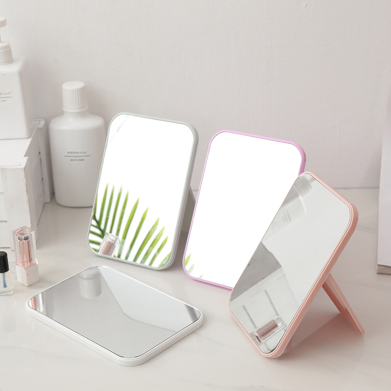 Desktop makeup mirror large mirror vanity mirror portable folding desktop princess mirror rectangular mirror simple fashion mirror details Picture