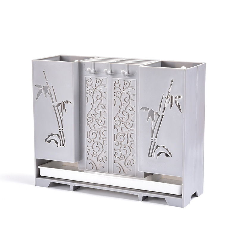 Chopsticks cage wall-mounted household non-perforated chopsticks tube drain thickened kitchen tableware soup spoon storage box large capacity Application Scenario