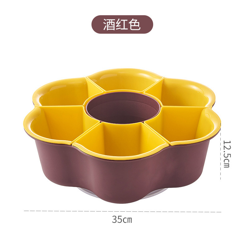 New 360 degree rotating vegetable drain basket household multi-functional double layer partition grid hot pot tray drain basket Item Picture