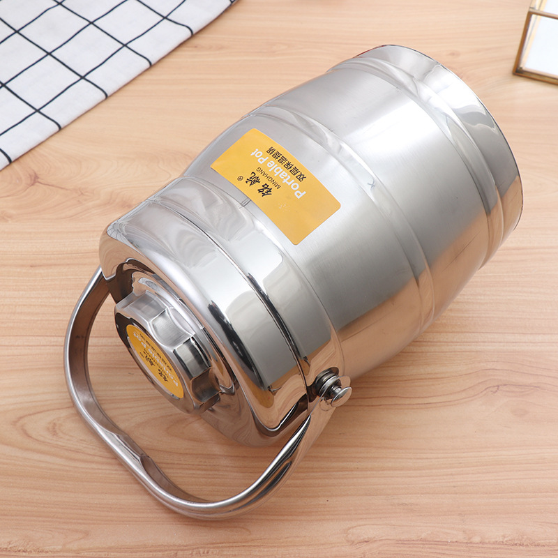 A hand-held double-layer stainless steel heat preservation bucket double-layer plate stainless steel lift pot details Picture