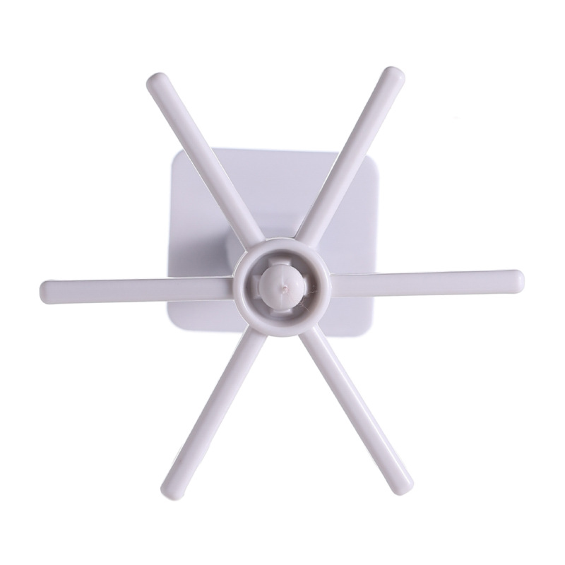 Multi-function rotating hook kitchen storage 360 degree six claw without trace hook home perforation free multi-scene sticky hook Item Picture