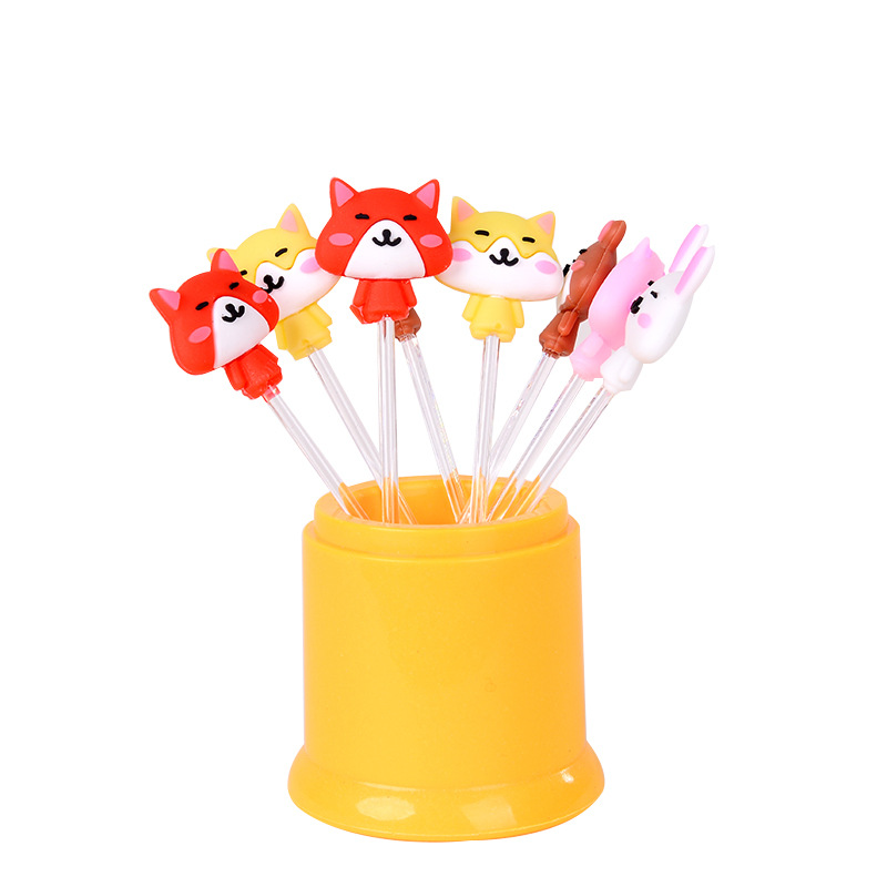 Nordic fruit fork set creative cute plastic fruit dessert fork ins cartoon fruit stick fruit insert Item Picture