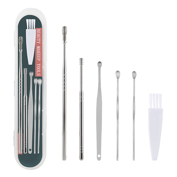 Ear scoop 6 pieces manufacturer spiral spring ear pick ear cleaning tool set household ear scoop ear scoop full figure