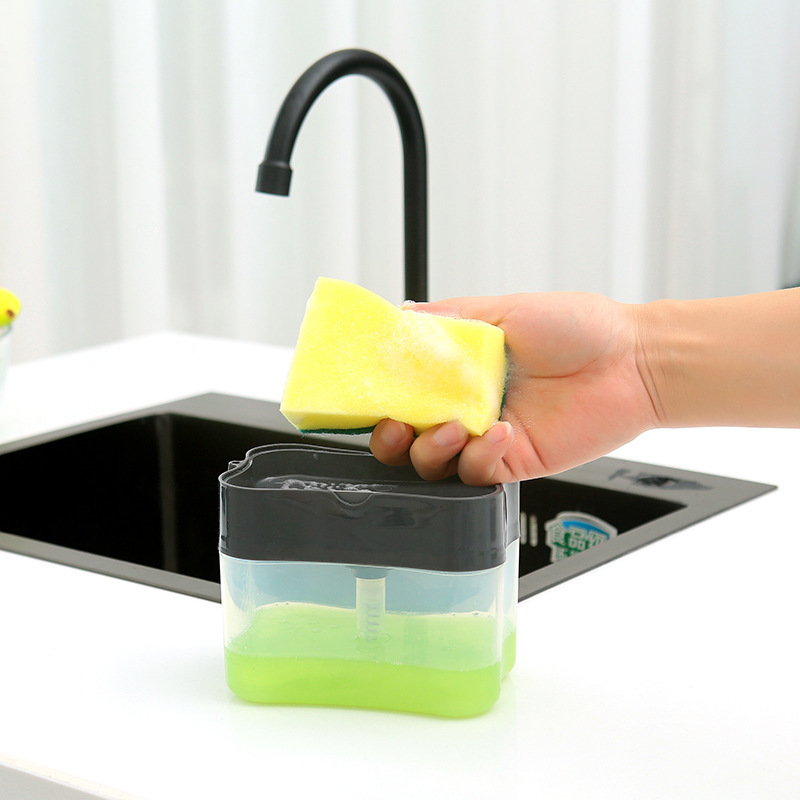 Kitchen brush detergent liquid dispenser press type automatic liquid box 100 clean cloth washing dishes wash soap liquid box manufacturers direct details Picture