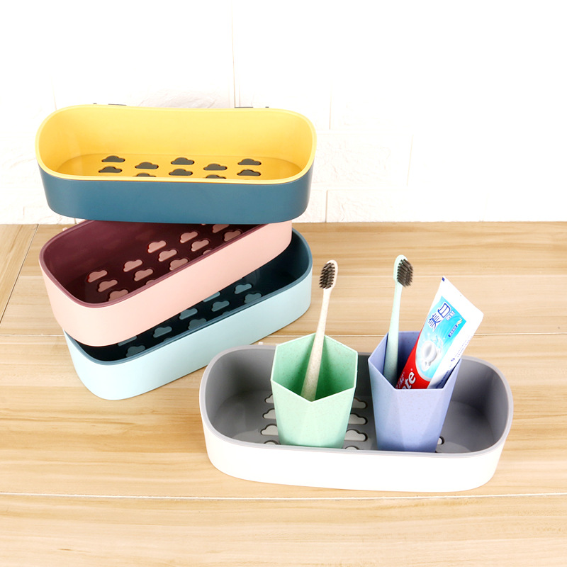 Powerful non-trace non - drilling drain rack multi - function with hook storage rack toilet toilet kitchen rack Specification drawing
