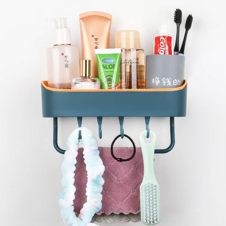 Powerful non-trace non - drilling drain rack multi - function with hook storage rack toilet toilet kitchen rack full figure