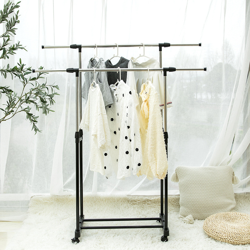 Classic style should be floor pulley high and low parallel bars telescopic modern simple clothes hanger can be moved hanger details Picture