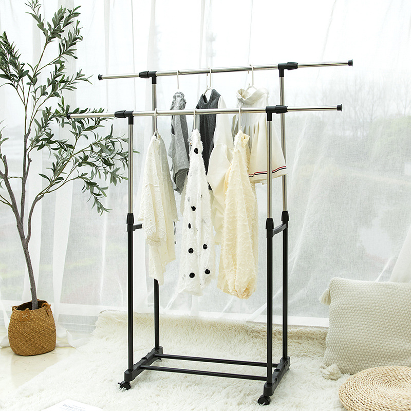Classic style should be floor pulley high and low parallel bars telescopic modern simple clothes hanger can be moved hanger Specification drawing