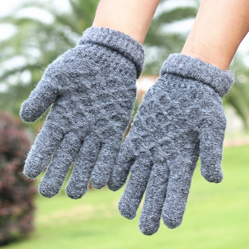 Autumn and winter warm men's new gloves motorcycle velvet cold solid color wool gloves manufacturers knit gloves Specification drawing