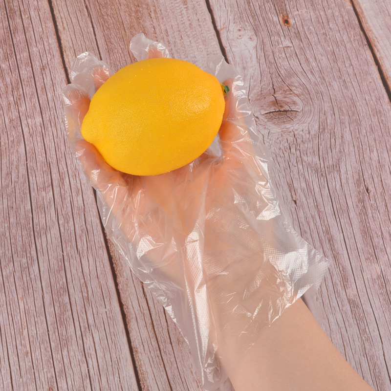 100 disposable gloves Food grade barbecue lobster transparent plastic film gloves color packaging Specification drawing