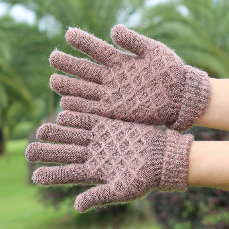 Autumn and winter warm men's new gloves motorcycle velvet cold solid color wool gloves manufacturers knit gloves details Picture