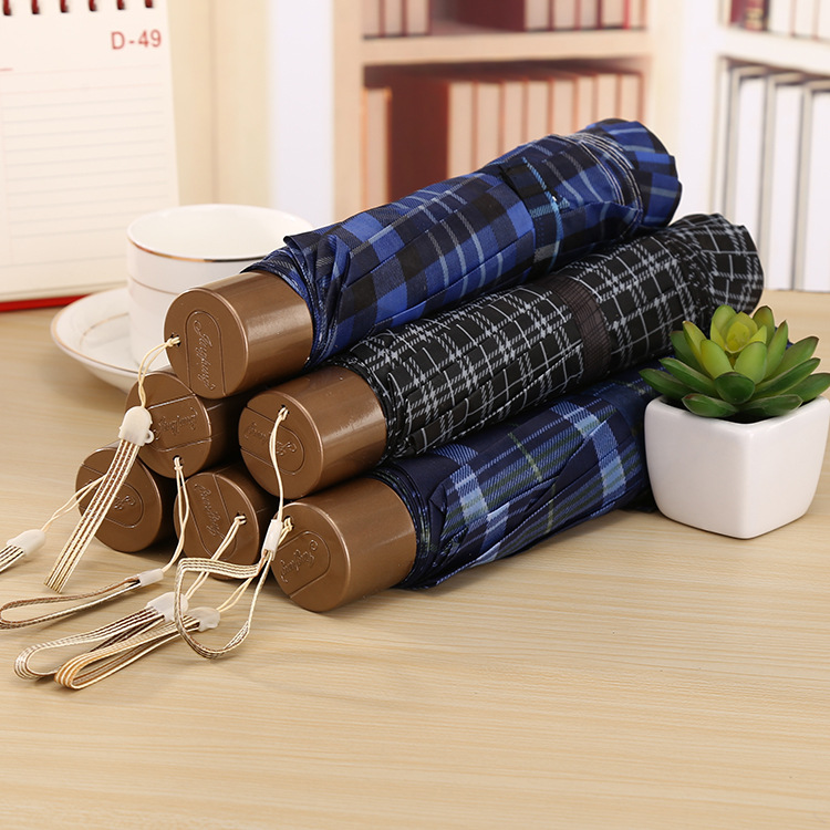 75cm extra-large business plaid umbrella with reinforced ten-bone windproof three-fold umbrella for household rain folding umbrella Specification drawing
