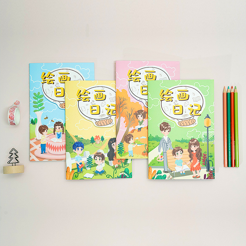 A5 lovely cartoon drawing diary primary school students drawing writing script Tian character case exercise book stationery wholesale Application Scenario
