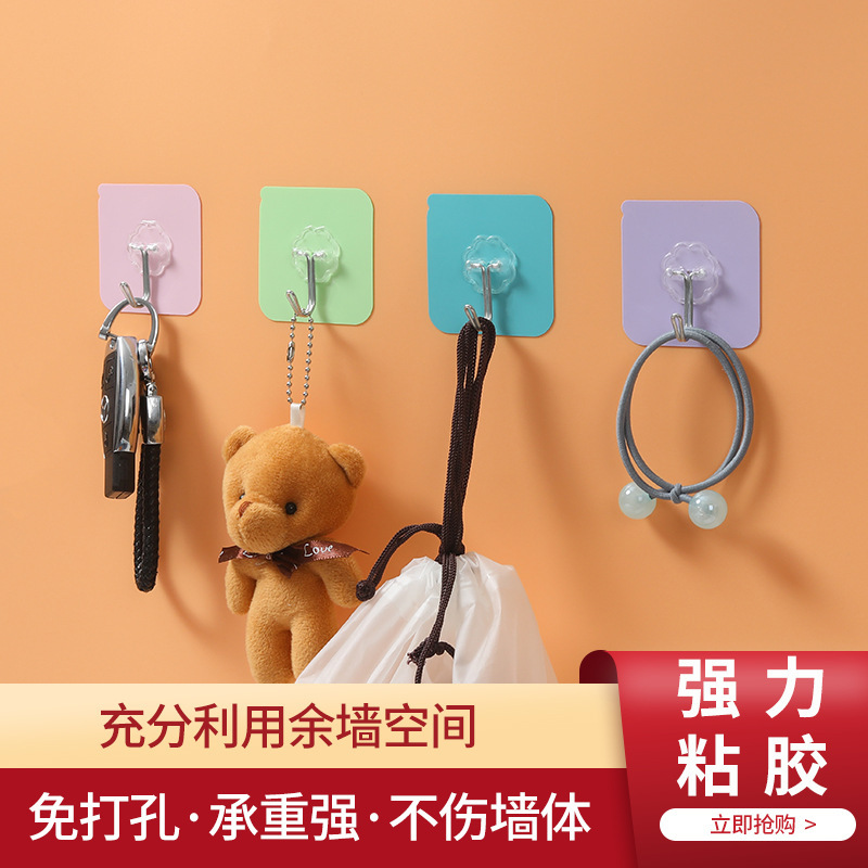 Candy-colored acrylic traceless waterproof hook strong adhesive hook magic nail-free adhesive hook adhesive hook wholesale full figure