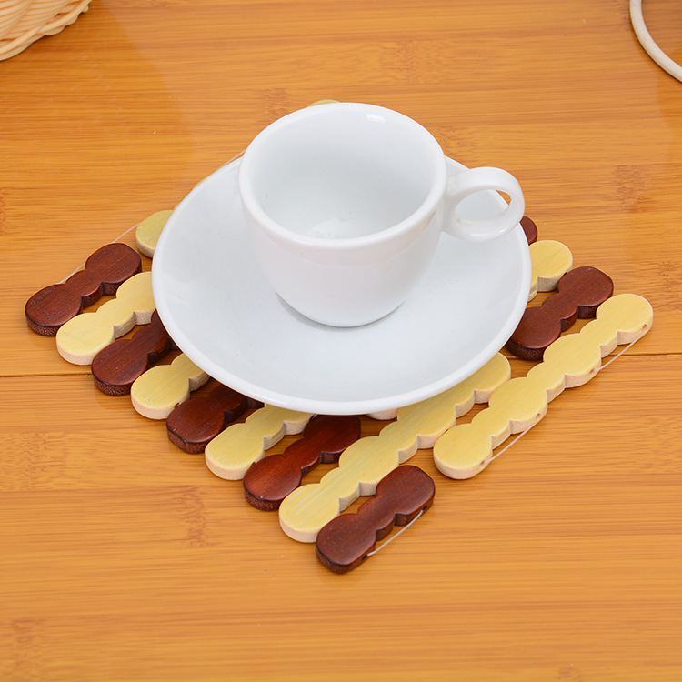 16cm round/square bamboo hollowed-out coaster placemats are selling bamboo insulation MATS and bowl MATS details Picture