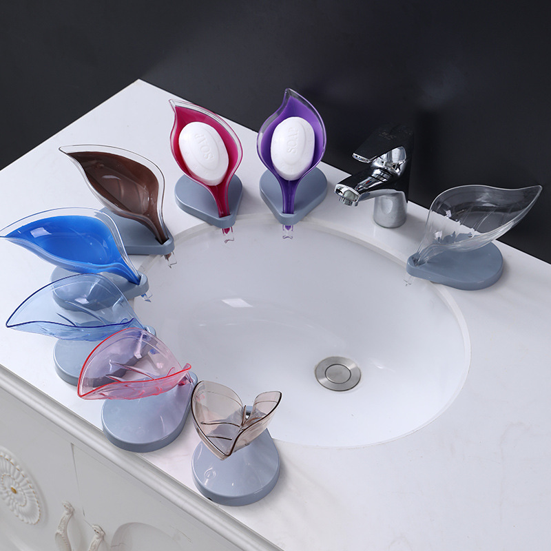 Leaf soap box creative soap holder non-perforated soap shelf Soap box drain toilet drain soap holder details Picture
