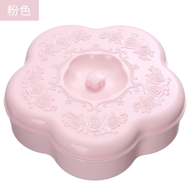 Large capacity creative New Year's Day dry fruit tray family living room fruit tray with lattice with lid candy box plastic melon seed tray Item Picture