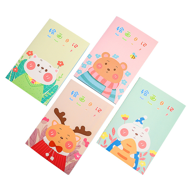 A5 lovely cartoon drawing diary primary school students drawing writing script Tian character case exercise book stationery wholesale Item Picture