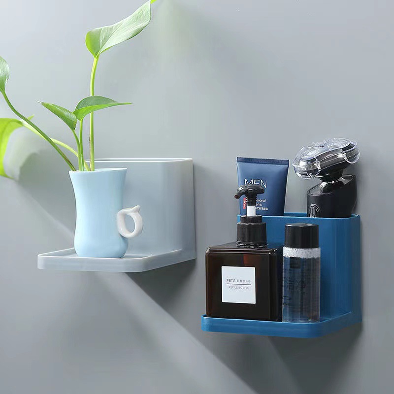 Bathroom toilet wall-mounted non-perforated non-shelving rack Kitchen plastic wall wall-mounted nail sundries storage rack details Picture