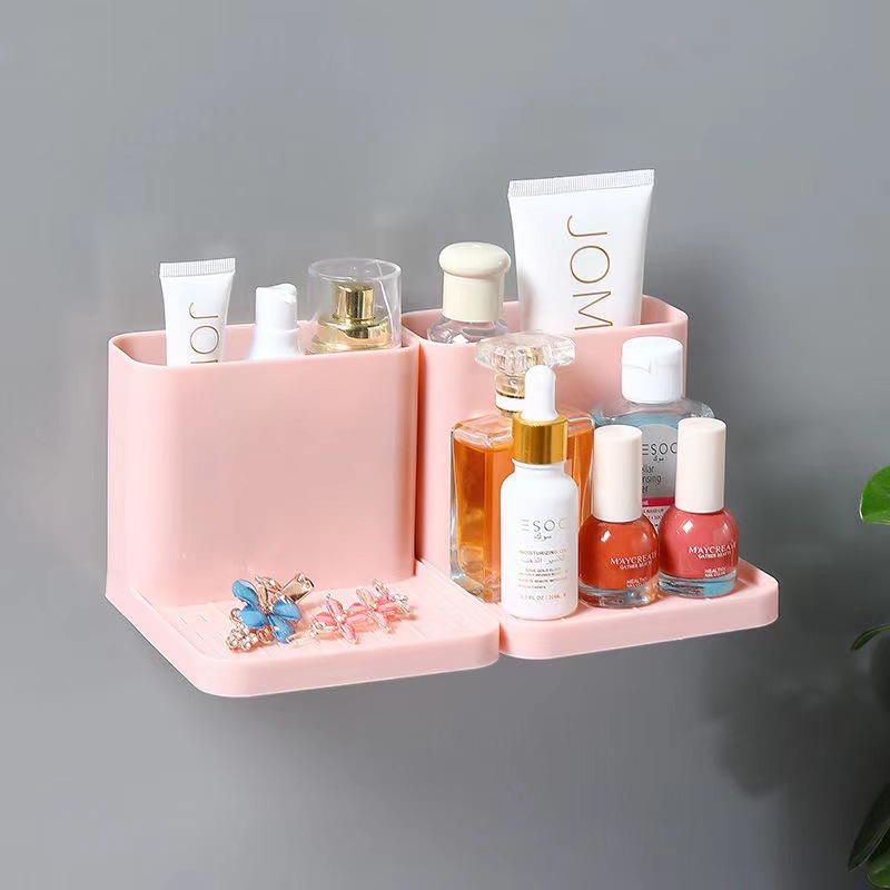Bathroom toilet wall-mounted non-perforated non-shelving rack Kitchen plastic wall wall-mounted nail sundries storage rack Specification drawing