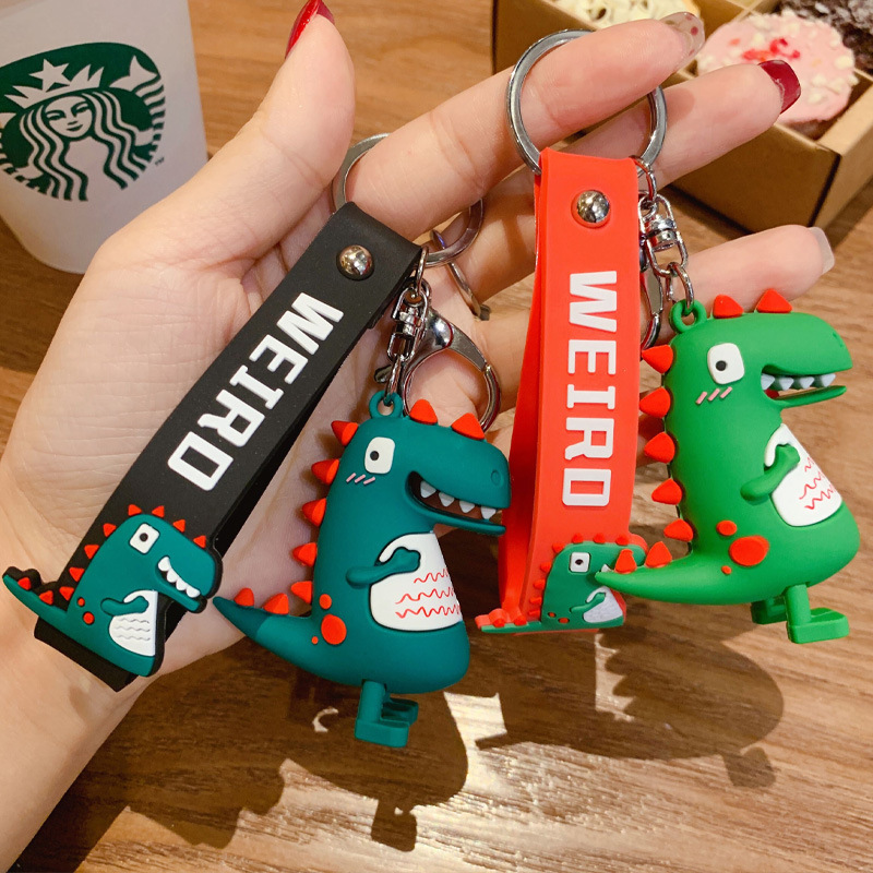 Fashion new drop plastic dinosaur key chain female cute cartoon doll couple key chain package hanging gifts wholesale full figure