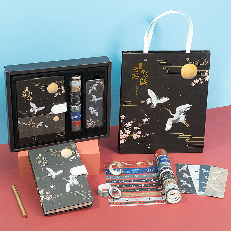Mori wood Yunying Yinghe Chinese style illustration hand ledger stationery set gift package creative and paper sticker gift box customization full figure