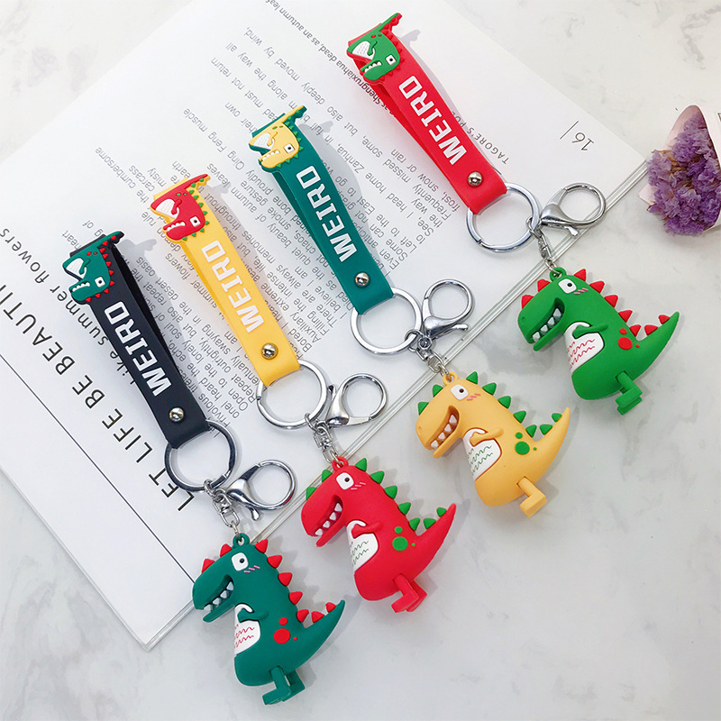 Fashion new drop plastic dinosaur key chain female cute cartoon doll couple key chain package hanging gifts wholesale details Picture
